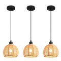 Woven Pendant Light Boho Chandelier, Rattan Pendant Lights Kitchen Island, Farmhouse Pendant Lighting with Hand Woven Wicker Shade, Boho Chandelier Light Fixtures Ceiling Hanging Light - color: 7.87" Rattan 3 Pack