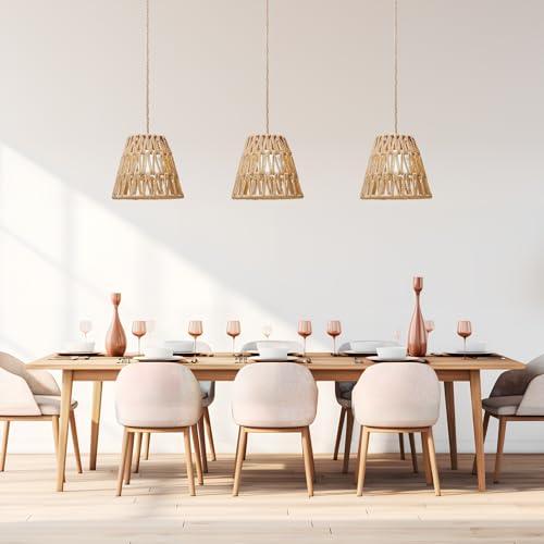 8 Pcs Small Rattan Bell Lamp Shade 5.9 x 5.7 Inch Handwoven Wicker Chandelier Barrel shades Boho Replacement Shades for Pendant, Table, Floor, and Sconce Lamps (Fitter 1.57")