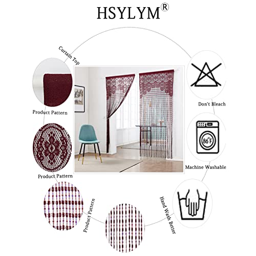 HSYLYM String Door Privacy Lace Curtain Macrame Boho Doorway Window Curtains for Wall Divider Windows Door Covers Decorative Room Separation (35×79in/90×200cm,Redviolet) - color: Redviolet, size: 35"W x 79"L (Pack of 1)