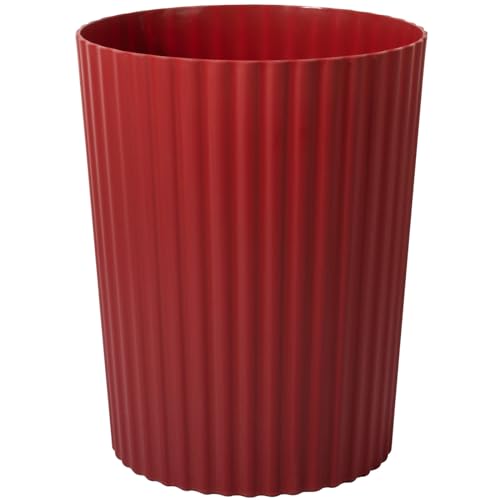 JiatuA Small Trash Can Plastic Wastebasket Round Garbage Container Bin for Bathroom, Kitchen, Bedroom, Home Office, College Dorm, Dark Red - color: Red, size: 1.8 Gallons