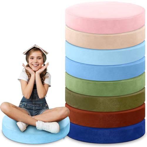 GlikCeil 8 Pcs Round Floor Pillow Cushions for Kids Classroom 15'' Soft Flexible Seating Chair Floor Seats for Reading Corner Playroom - Winter & Spring School Supplies (Creamy Pastels Collection) - color: Creamy Pastels Collection