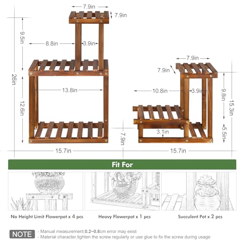 Plant Stand for multiple Plants Stands Indoor Outdoor Flower Pot Stand 5 Tiers Flower Shelf Rack Plants Stands for Patio Balcony Living Room （Upgrade 2 in 1 ）