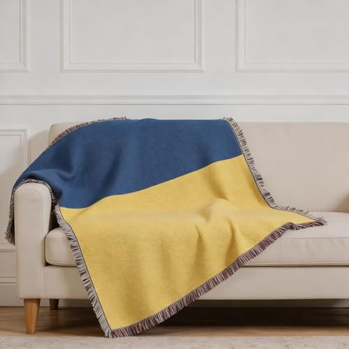 Pure Country Weavers Ukraine Flag Blanket - Gift Tapestry Throw Woven from Cotton - Made in The USA (69x48) - color: Ukraine Flag