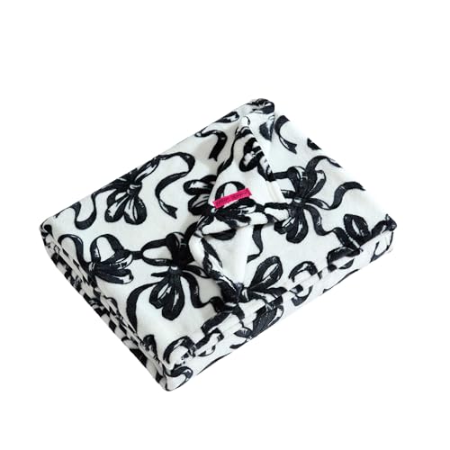 Betsey Johnson - Plush Throw Blanket for Couch or Bed, Soft Reversible Western Fleece Throw, Cozy Printed Soft Blanket, Ballet Bows Grey, 50" x 70" - color: Ballet Bows Grey