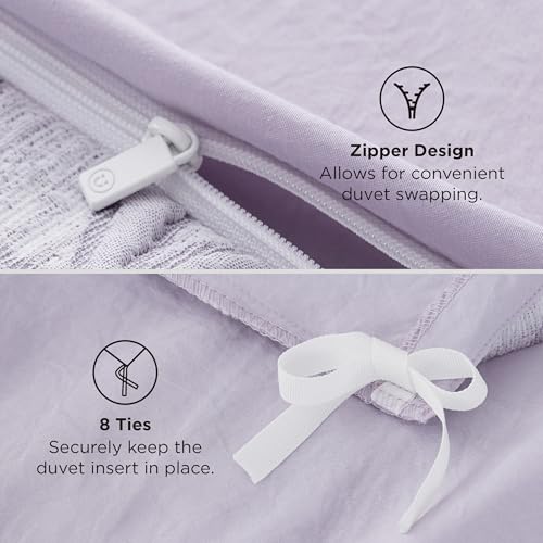 Bedsure Purple Duvet Cover King Size with Bowknot Jacquard Design, Soft and Elegant Boho Bedding Set, Luxurious Craftsmanship for a Stylish Bedroom,Includes 1 104"x90" Duvet Cover & 2 Pillow Shams - color: 02 - Purple Bowknot (No Comforter), size: King (1