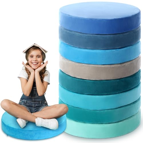 GlikCeil 8 Pcs Round Floor Pillow Cushions for Kids Classroom 15'' Soft Flexible Seating Chair Floor Seats for Reading Corner Playroom - Winter & Spring School Supplies (Ocean Breeze Collection) - color: Ocean Breeze Collection