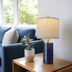 G-SAFAVA 20.25" Small Table Lamps Set of 2 Modern Ceramic Lamps for Living Room Farmhouse Bedside Lamps Boho for Night Stands Bedroom Lamps Side Table Lamps End Table Lamps, Blue - color: Blue