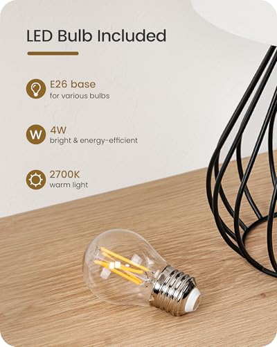 Small Table Lamp for Bedroom, Modern Bedside Lamp with White Linen Lampshade & Black Metal Base, 2700K LED Bulb Included, Decorative Nightstand Lamp for Living Room, Entryway, W06TL05 - color: White + Black
