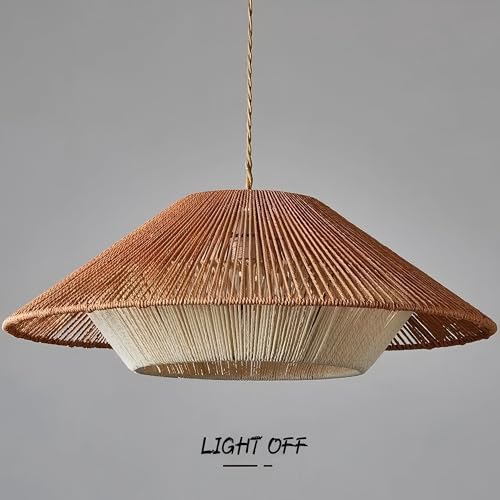 LIGHTLAND 19.7 Inch Bohemian Rattan Pendant Light, Twine Woven Chandelier, Wabi-sabi Style Handwoven Chandelier for Dining Room, Kitchen Island, Living Room - color: 19.7 Inch