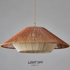 LIGHTLAND 23.6 Inch Bohemian Rattan Pendant Light, Twine Woven Chandelier, Wabi-sabi Style Handwoven Chandelier for Dining Room, Kitchen Island, Living Room - color: 23.6 Inch