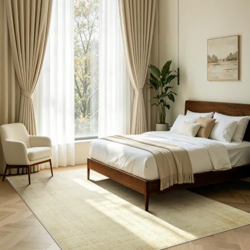 Joydeco 5x7 Area Rug Classic for Living Room Bedroom Kitchen, Beige | Neutral Non Slip Soft Washable Fade Resistant Pet Friendly Foldable - color: Beige, size: 5' x 7' (Rectangular)