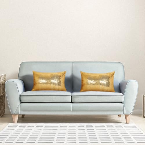 ShinyBeauty Gold Throw Pillow Covers 12X20 Inches Set of 2, Rectangle Pillow Cover, Glitter Fabric Sequin Pillow Case for Couch,Sofa,Bed Room,Living Room Pillows Home Decorations - color: Gold, size: 20" x 12" (Pack of 2)