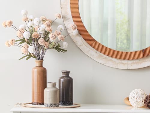 Ceramic Vase Set of 3, Neutral Flower Vases Home Decor, Pottery Rustic Farmhouse Decorative Vases Modern Decor for Table Mantel Entryway Bookshelf Living Room Kitchen Bedroom - Brown - color: 007 Rustic - Brown