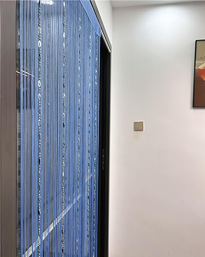 ave split 100cmX200cm Decorative Door String Curtain Beads Wall Panel Fringe Window Room Divider Blind for Wedding Coffee House Parts Door Divider Beads Tassel Screen Decoration (Sky Blue 25) - color: Sky Blue 25