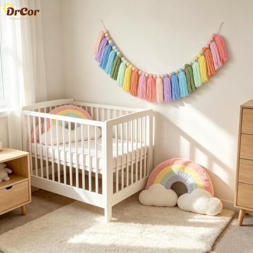 DrCor Pastel Rainbow Tassel Garland – Teacher Classroom Decor, Bulletin Board Decorations, Back to School Boho Wall Hanging for Nursery, Reading Corner, Kids Room, Baby Shower & Birthday Party - color: Pastel