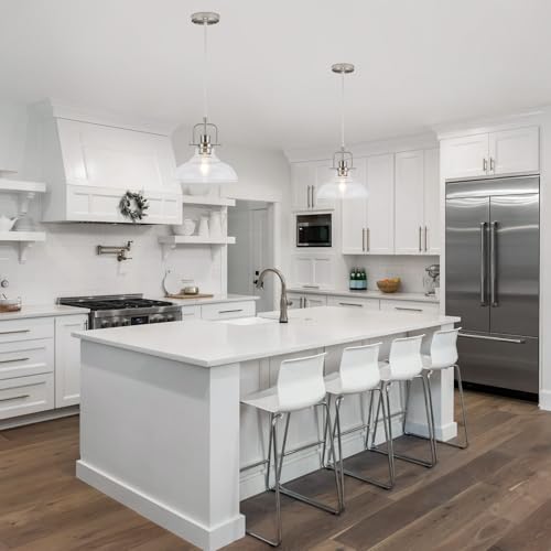 WILON Brushed Nickel Glass Pendant Lights Kitchen Island Lighting, Modern Hanging Lamp for Sink Dining Room Over Table Hallway Entryway Bar Foyer Bathroom - color: Brushed Nickel