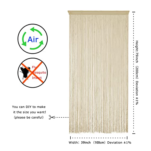 YaoYue Doorway String Curtain Door Curtains,Boho Hippie Hanging Fringe Room Divider for Patio Bedroom Closet Kitchen Laundry,Room Window Wall Door Decor(39×79in/100×200cm,Champagne) - color: Champagne, size: 39"W x 79"L (Pack of 1)