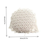 Hand Woven Pillowcase Round Shape Pillow Cover with Tassel Macrame for Bed Couch Car Home Decor Cream