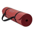 Gaiam Yoga Mat, Pilates & Exercise Mat, Thick Mat 2/5" (10mm) Workout Mat with Easy-Cinch Carrying Strap for Home & Gym Workouts - color: Red