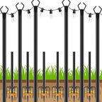 AHRLHR 6 Pack String Light Poles, Outdoor String Light Pole 10 ft Forked Metal Light Pole with Adjustable Outdoor Light Stand, Deck, Backyard, Garden, Wedding, Rustproof and Sturdy with Hooks. - size: 6 Pack-10FT