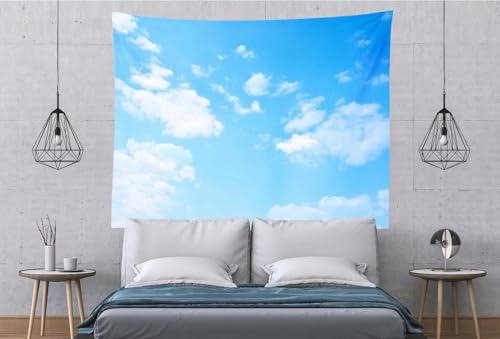 BELECO Light Blue Sky Tapestry Backdrop 60x40 Inch Sky Clouds Tapestries Ceiling Wall Bedroom Living Room Dorm Home Decor - size: 60"L x 40"W