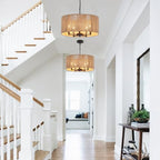 5-Light Boho Rattan Chandelier, 19'' Large Farmhouse Chandeliers Hand Woven Rattan Pendant Light Fixture, Black Wicker Chandelier for Dining Room Foyer Entryway Hallway Bedroom Kitchen Living Room - color: 5-Light Black