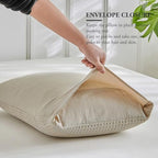 WARMDERN Waffle Weave Pillowcases King Size 2 Pack Pillow Cases Soft Microfiber Pillow Case Covers Set of 2 Boho Woven Textured Pillowcase with Envelope Closure(Khaki, King, 20x36 Inches) - color: Khaki-waffle Weave, size: 20" x 36" (Pack of 2)