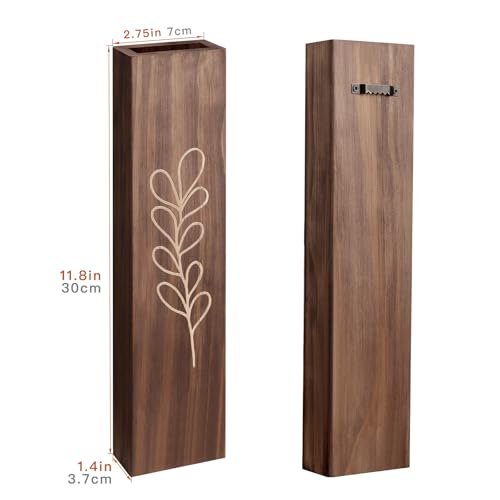 Wood Wall Planter Indoor Wall Decor for Living Room Bedroom, 4 Pack Pocket Vases for Dried Flowers Faux Greenery Plants - size: Medium