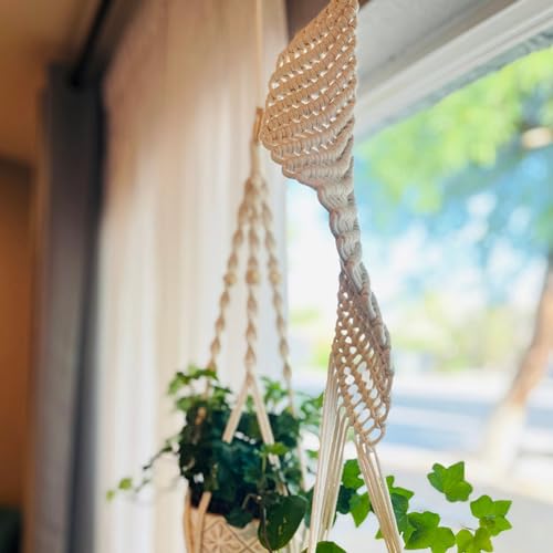 Modern Minimalist Bohemian Style Hanging Planters Plant Net Pocket Hand Woven Hanging Basket Holder Tapestry Flower Basket with Exquisite Tassel Indoor Balcony Decoration (Rotating) - size: Rotating