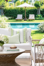 Hofdeco Premium Coastal Hampton Outdoor Performance Lumbar Pillow Cover Only, 12"x20" Water Repellent, UV and Fade Resistant for Backyard, Couch, Poolside, Grass Green Woven Coastline Stripes - color: Grass Green Coastline Stripes 12"x20"