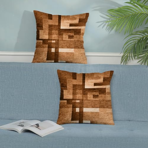 BETGINY Burnt Orange Pillow Covers 16x16, Abstract Art Outdoor Decorative Throw Pillows for Couch, Modern Geometry Decor Cushion Cover 2 Pcs Soft Farmhouse Square Pillowcase for Bed Car Safa - color: Burnt Orange, size: 16" x 16" (Pack of 2)