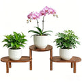 3 Tier Corner Plant Stand Indoor - Adjustable Wood Convex Flower Stand for Small Spaces, Heavy Duty Long Plant Shelf for Living Room Balcony Hallway