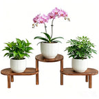 3 Tier Corner Plant Stand Indoor - Adjustable Wood Convex Flower Stand for Small Spaces, Heavy Duty Long Plant Shelf for Living Room Balcony Hallway