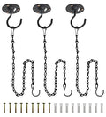 NACETURE Ceiling Hooks for Hanging Plants 3 Pack - Plant Hanger Indoor Hanging Hooks Metal Plant Bracket Iron Lanterns Hangers for Wind Chimes (Black 3 Pack + Chain) - color: Black 3 Pack + Chain