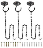 NACETURE Ceiling Hooks for Hanging Plants 3 Pack - Plant Hanger Indoor Hanging Hooks Metal Plant Bracket Iron Lanterns Hangers for Wind Chimes (Black 3 Pack + Chain) - color: Black 3 Pack + Chain