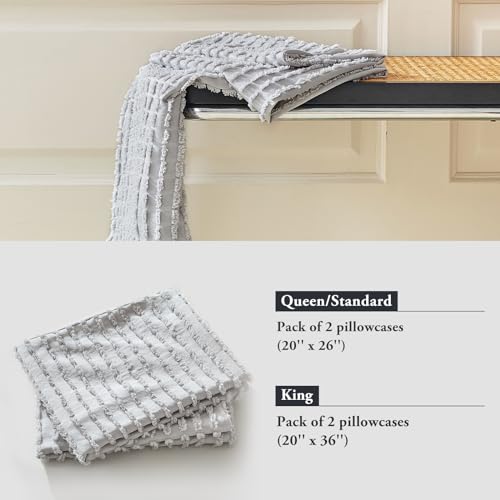 WARMDERN Grey Pillow Covers King Pillow Cases Soft Microfiber Pillow Cases Set of 4 Boho Textured Pillowcase with Envelope Closure(Grey, King, 4 Pack) - color: Gray, size: 20" x 36" (Pack of 4)