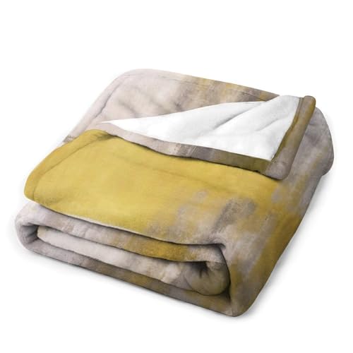 Abstract Gradient Blanket, Modern Fashion Art Yellow Grey Painting Strokes Pattern Soft Warm Cozy Plush Flannel Covers for Livingroom Bedroom Couch Chair Camping Travel Home Decor Tapestry 30x40in - color: Abstract-23, size: 30W" x 40L"