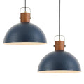 ELYONA 2 Pack Large Ash Wood Pendant Light Fixtures 16 Inch Hammered Metal Dome Hanging Lamp with Brass Handle Chandeliers for Farmhouse Kitchen Island Dining Room Sink Bedroom Hallway, Modern Blue - color: Blue - 2 Pack