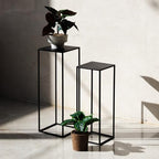 Pack of 2 Already installed Black Plant Stand,Dimension 9.84*H27.56in and 8.66*H23.62in,indoor stable steel frame Flower Stands drink table for party wedding Centrepieces Living Room Patio Garden - color: Black