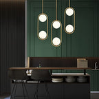 SeeU Modern Pendant Lighting Mid Century Globe Pendant Light Fixture Gold Pendant Chandelier Hanging Lighting Fixture with White Globe Glass Lampshade for Kitchen Island Dining Room Bedroom - color: Gold