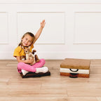 Factory Direct Partners Rustic Kid 15 inch Square Floor Cushions with Handles, Distressed Faux Leather, Flexible Seating for Home, Playroom, Montessori, Daycare, Classroom (4-Piece), 12227-DA - style: Square