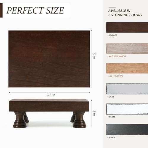 EOSAHR Decorative Wood Riser for Room Decor : Modern Farmhouse Pedestal Stand For Display Your Home Decoration and Soap Stand - Retro Wooden Tray for Bathroom and Kitchen Counter Decor (Rustic Brown) - color: Brown - Paulownia Wood