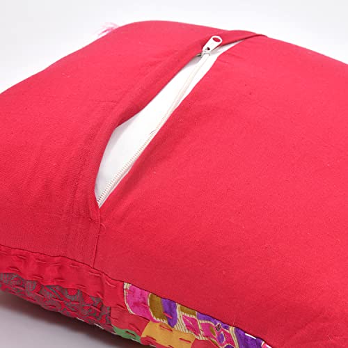 18X18 Indian Ethnic Bohemian Set of 5 Decorative Colorful Square for Sofa Set Home Decorative Floral Design Boho Throw Pillow Case Silk Cushion Cover