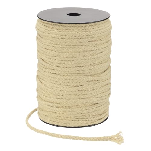 MECCANIXITY Macrame Cord 5mm x 295 ft Handmade Natural Cotton Rope, 8 Strand Twisted Braided Rope Cord for Plant Hanger Wall Hanging Dream Catcher Crafts Home Decoration, Khaki - color: Khaki
