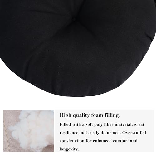 FUNHOME Bistro Chair Cushion with Ties 15"x15"x4", Water Repellent Outdoor Round Chair Cushions Set of 2, Patio Tufted Chair Pads for Home Garden-Black - color: Black