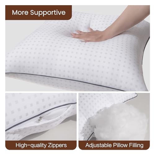 16"x16"Pillow Inserts Set of 2 with 100% Cotton Cover Decorative Square Throw 16 Pillows for Couch, Sofa and Bed - White(2, 16x16) - size: 16x16