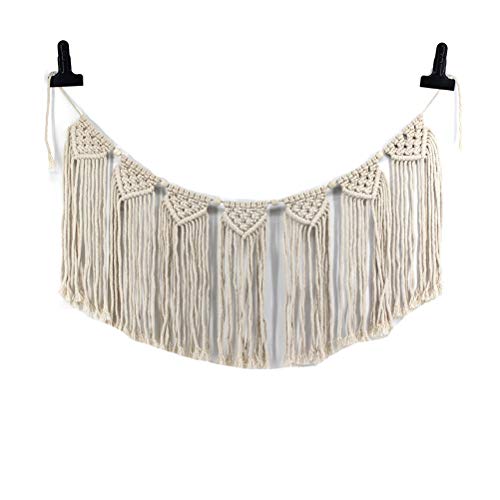 Macrame Woven Wall Hanging Tapestry Beige Curtain Fringe Tassel Garland Banner Boho Chic Home Decorative Interior Wall Decor Bohemian Ethnic Apartment Dorm Room Art Party Wedding Backdrop Decoration