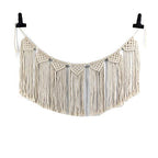 Macrame Woven Wall Hanging Tapestry Beige Curtain Fringe Tassel Garland Banner Boho Chic Home Decorative Interior Wall Decor Bohemian Ethnic Apartment Dorm Room Art Party Wedding Backdrop Decoration