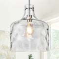 Farmhouse Pendant Light – Hand-Blown Clear Hammered Glass Shade, Chrome Finish, Adjustable Chain Hanging Fixture for Kitchen Island, Dining Room & Hallway, 15" H x 12" D - color: Chain Chrome