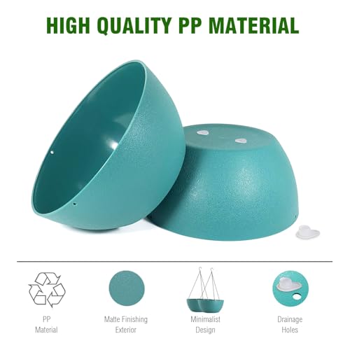 WSMKSZ 10 inch Hanging Planters for Outdoor Indoor Plants with Drainage Holes and Chain, 2 Pack Round Hanging Flower Pots for Garden Home Porch Decor, Blue Green - color: Blue-green, size: 10inch 2pcs